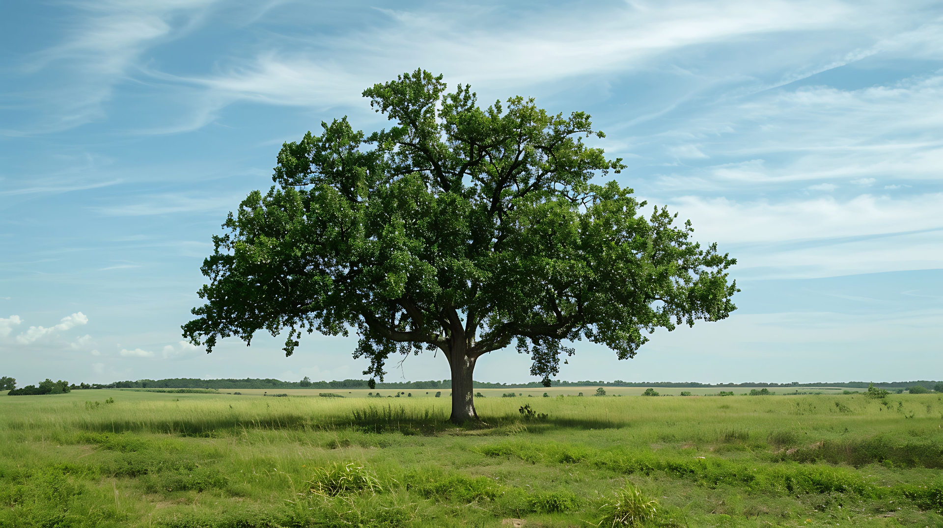Lone live oak in Texas Hill Country pasture