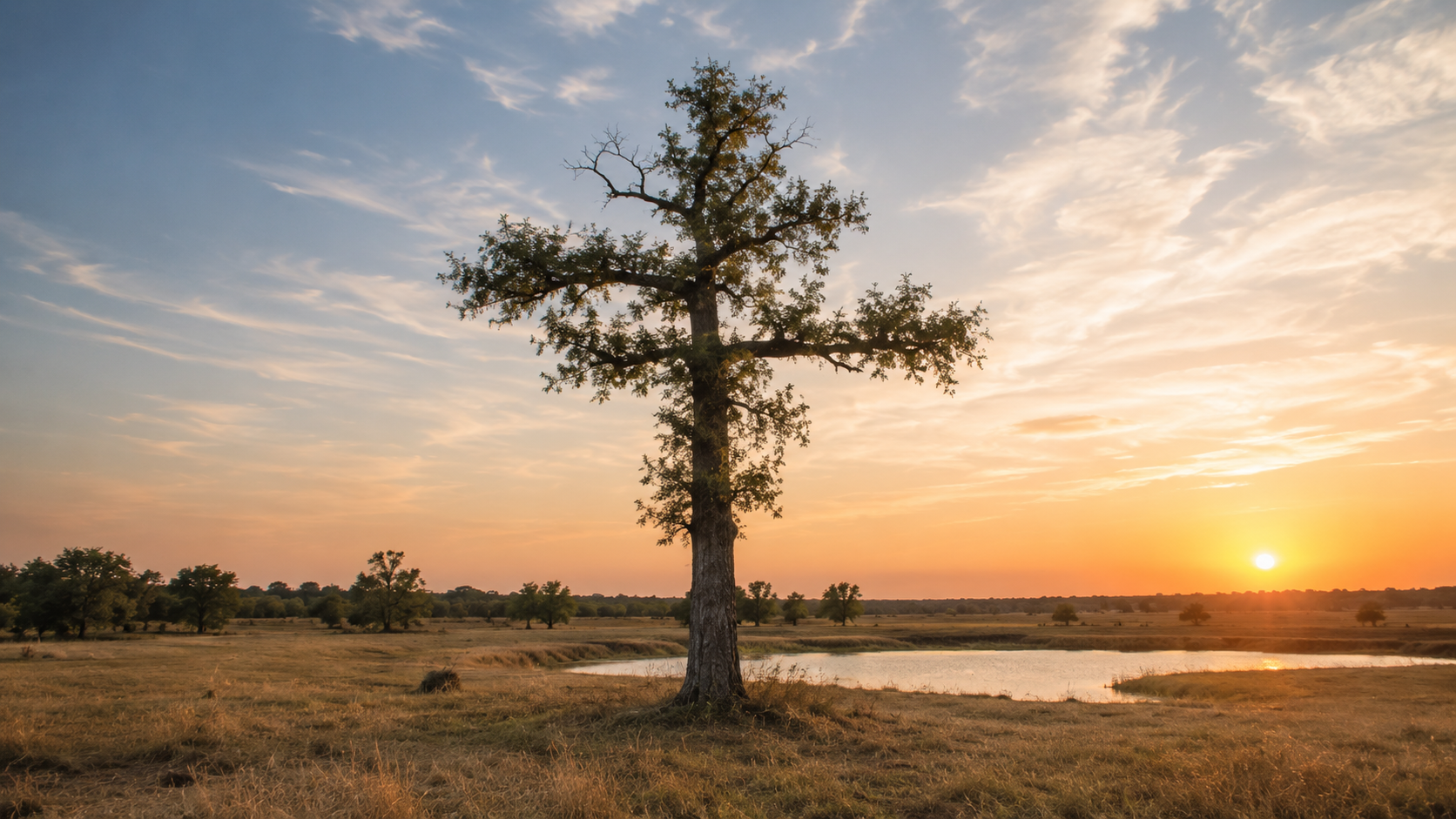 Texas hill country pasture at sunrise
